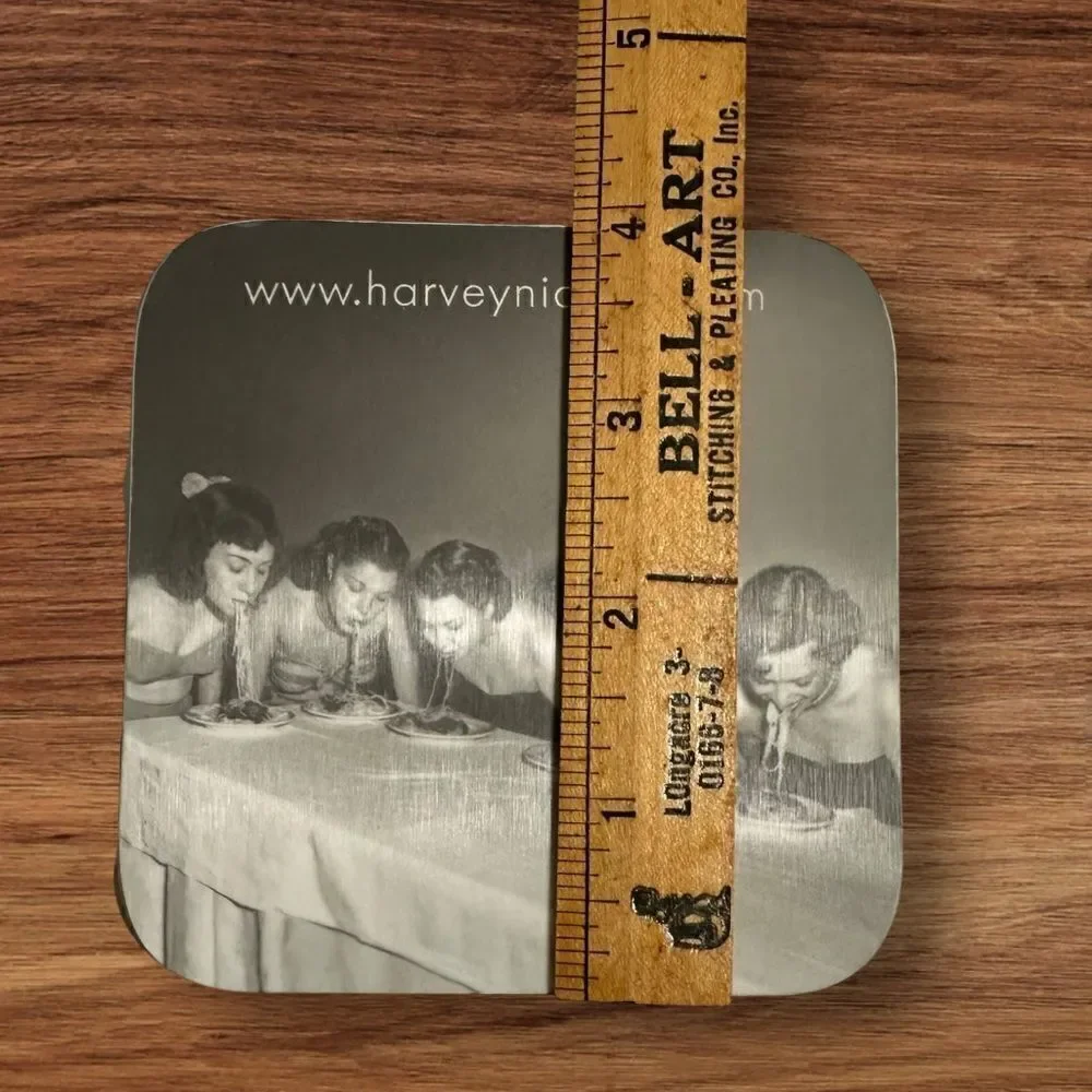 Vintage Harvey Nichols Food Market 4+1 Coasters - Retro Girls eating Spaghetti